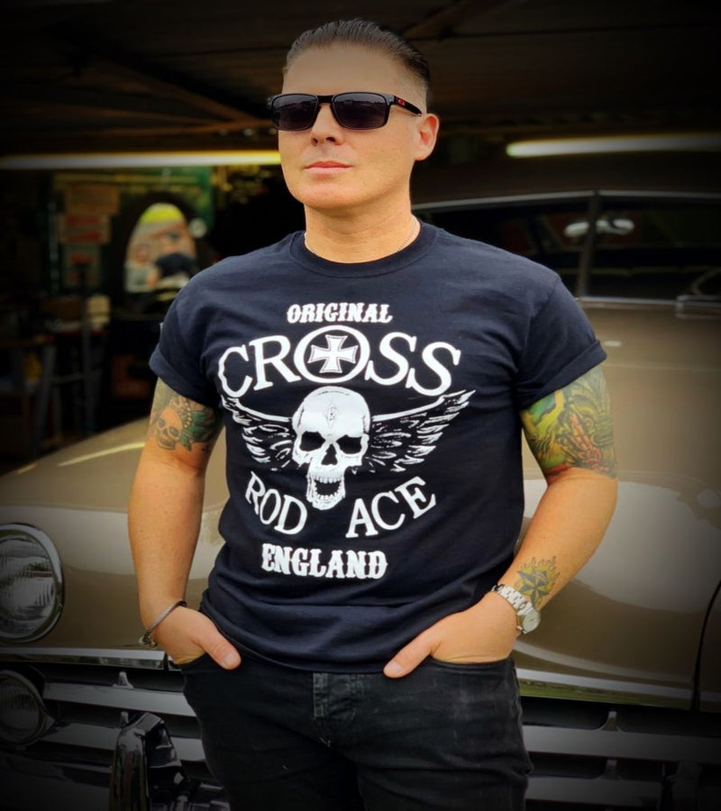 CROSS RODACE ORIGINAL ENGLAND Black T-Shirt - White Design