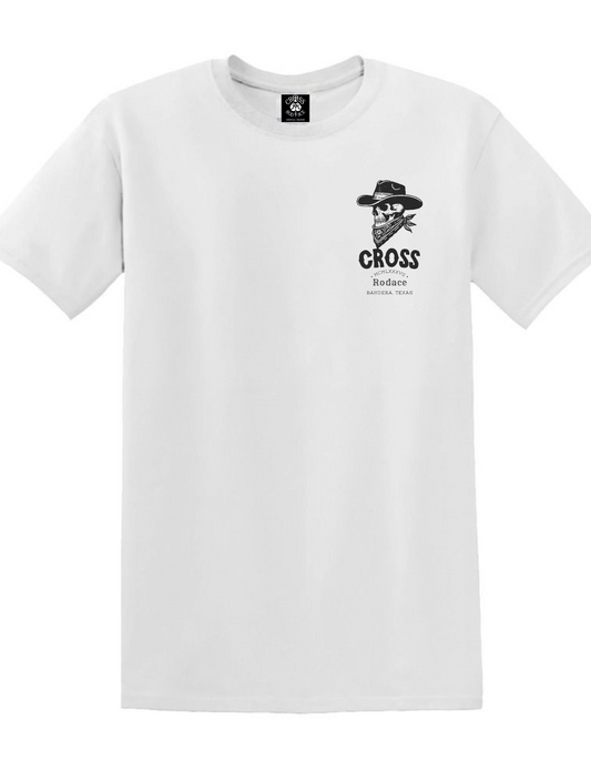 EL BRONCO Cross Rodace White T-shirt - Black Pocket Design