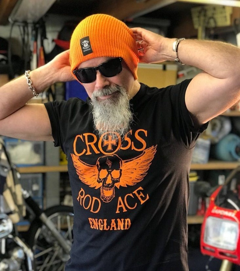 CROSS RODACE ORIGINAL ENGLAND Black T-Shirt  - Orange Design
