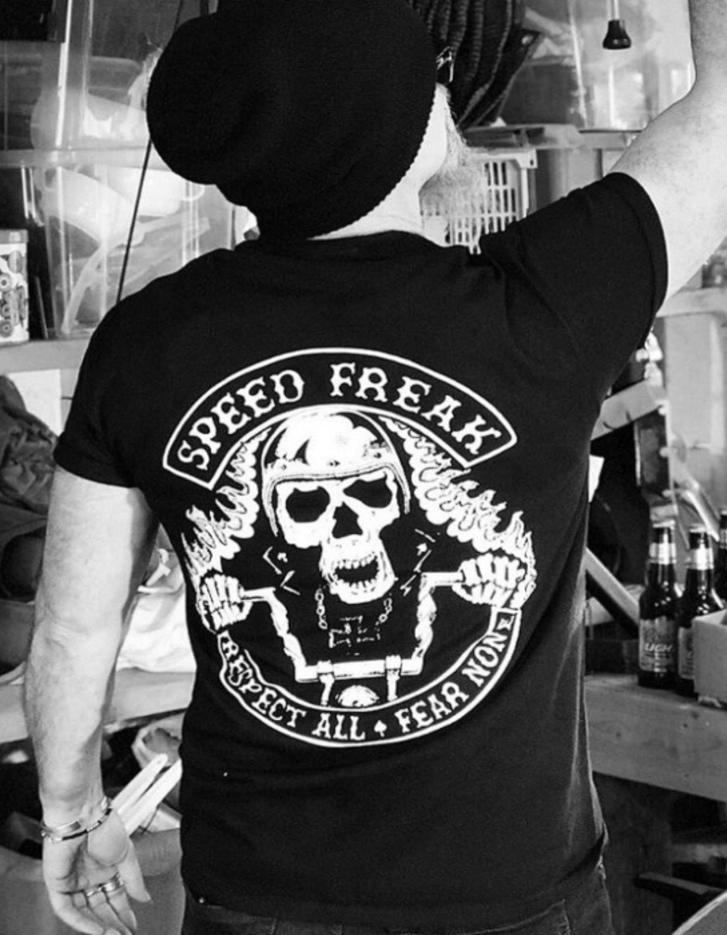 SPEED FREAK - Camiseta negra de motociclista y corredor