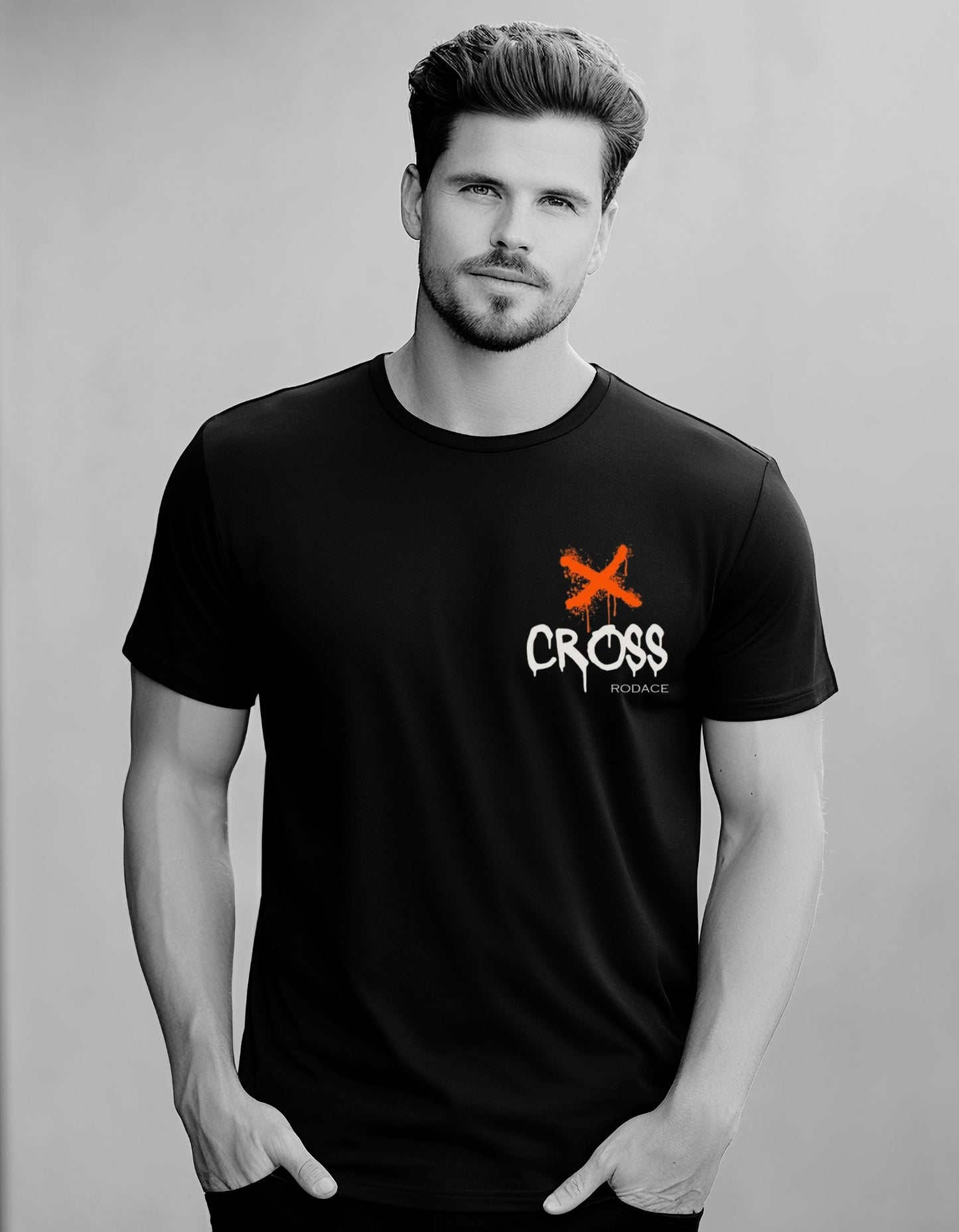 AXED - T-shirt Noir à Poches - Cross Rodace Orange X