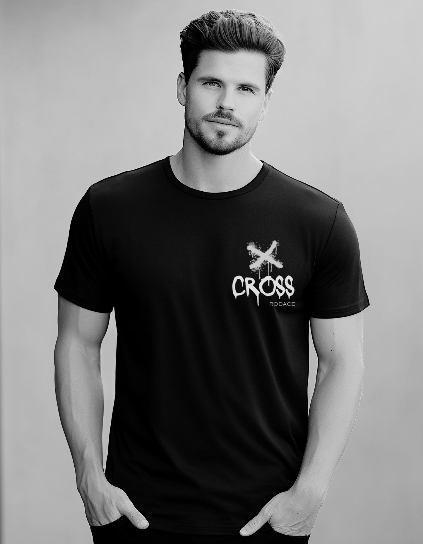 AXED - Camiseta negra con bolsillos - Cross Rodace White X