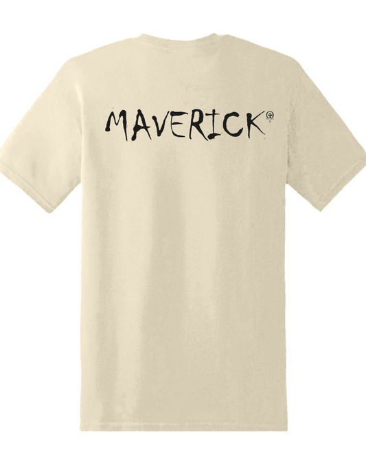 MAVERICK Cross Rodace Sandy White T-shirt - Back Print