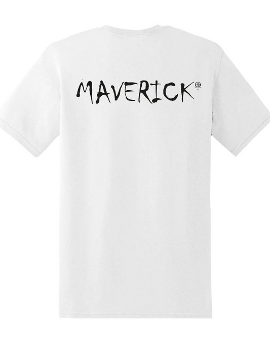 MAVERICK Cross Rodace White T-shirt - Back Print