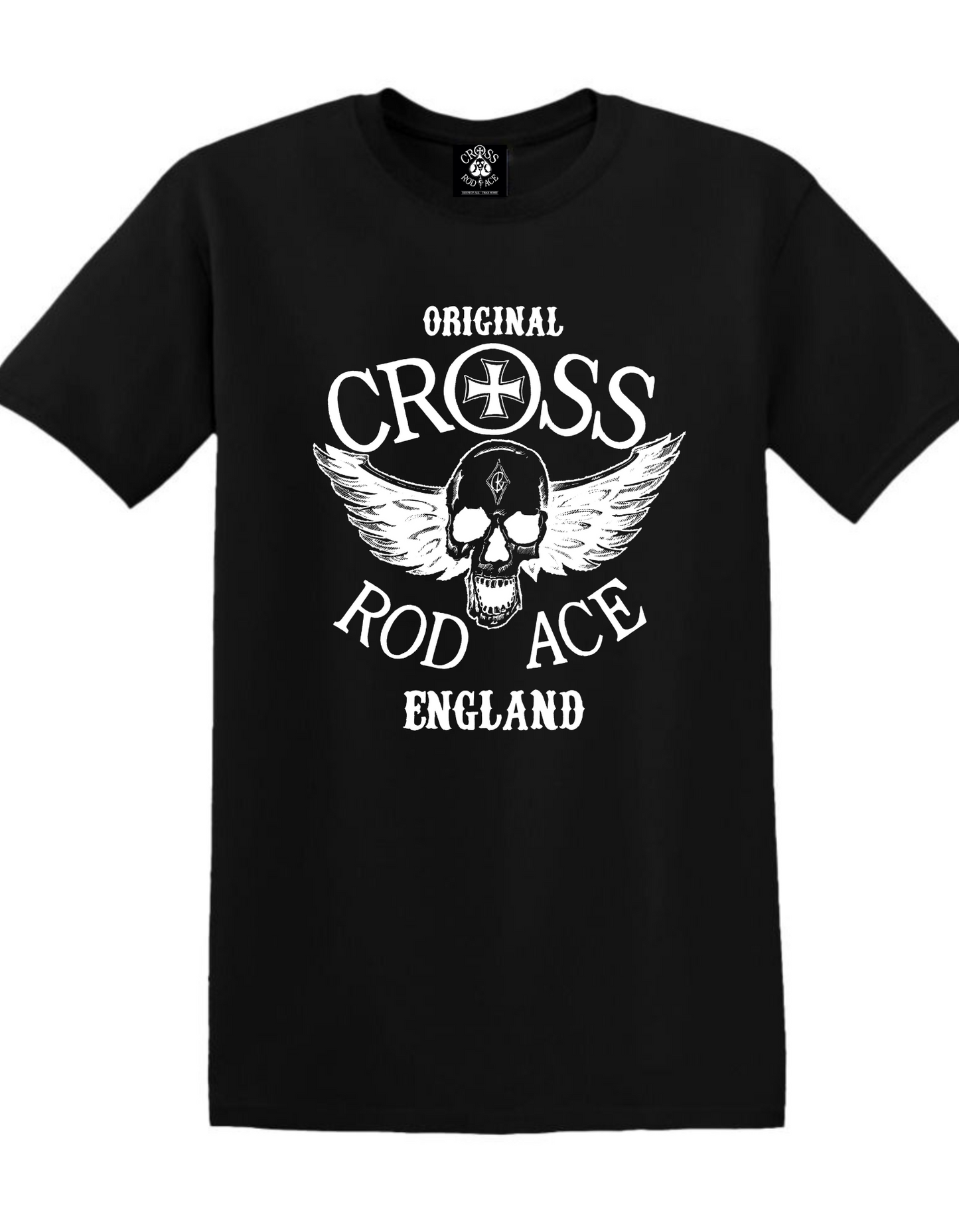 CROSS RODACE ORIGINAL ENGLAND Black T-Shirt  - White Design