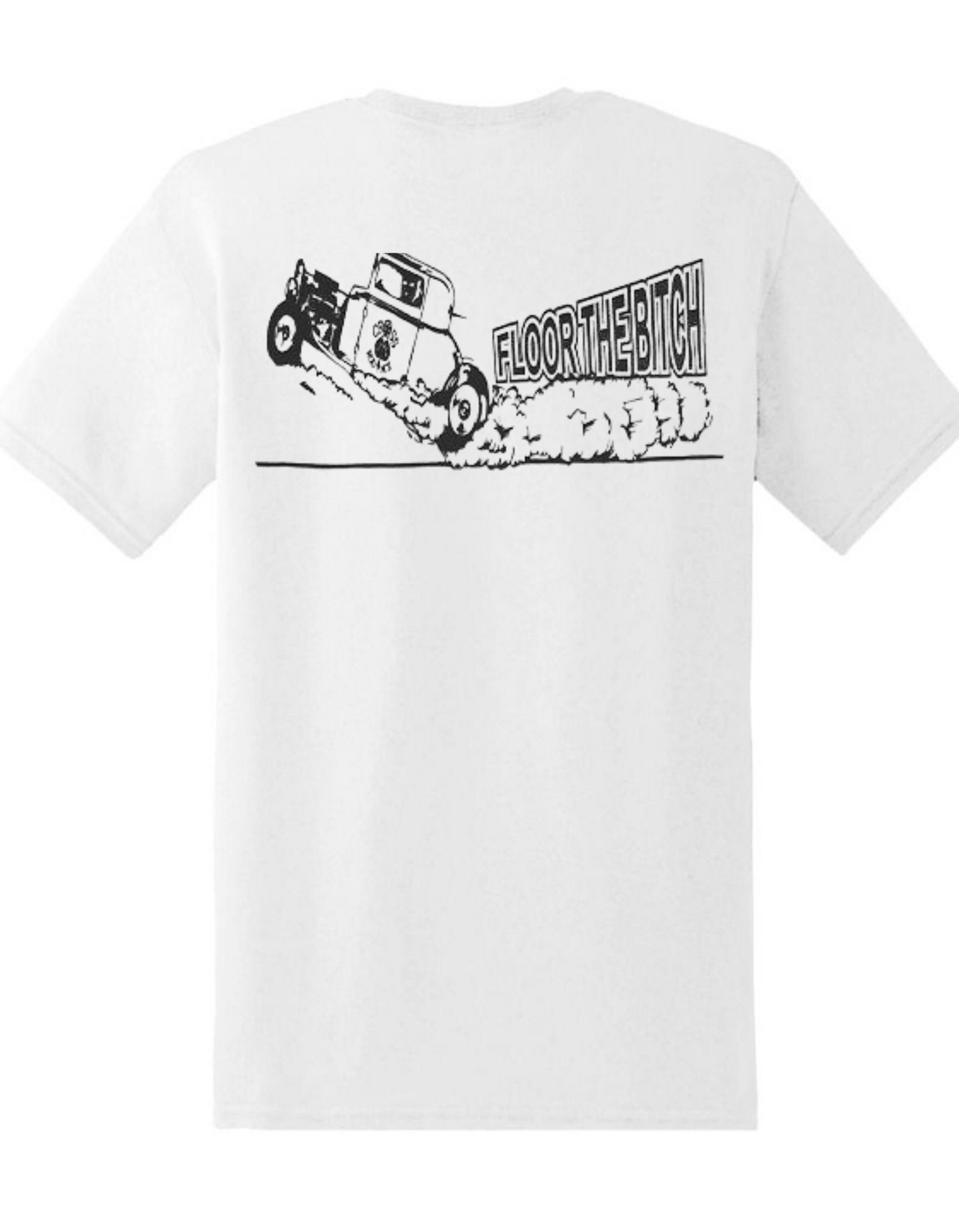 FLOOR THE BITCH- T-shirt Racer blanc