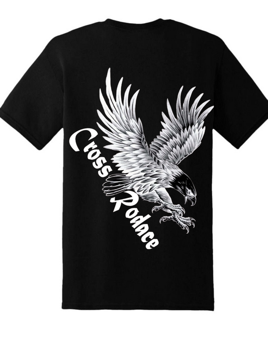 FREE SPIRIT  Cross Rodace Black T-shirt - White Design