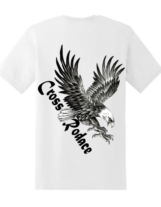 FREE SPIRIT  Cross Rodace White T-shirt - Black Design