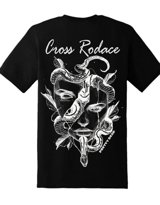 PRETTY DEAD Cross Rodace Black T-shirt - White Design