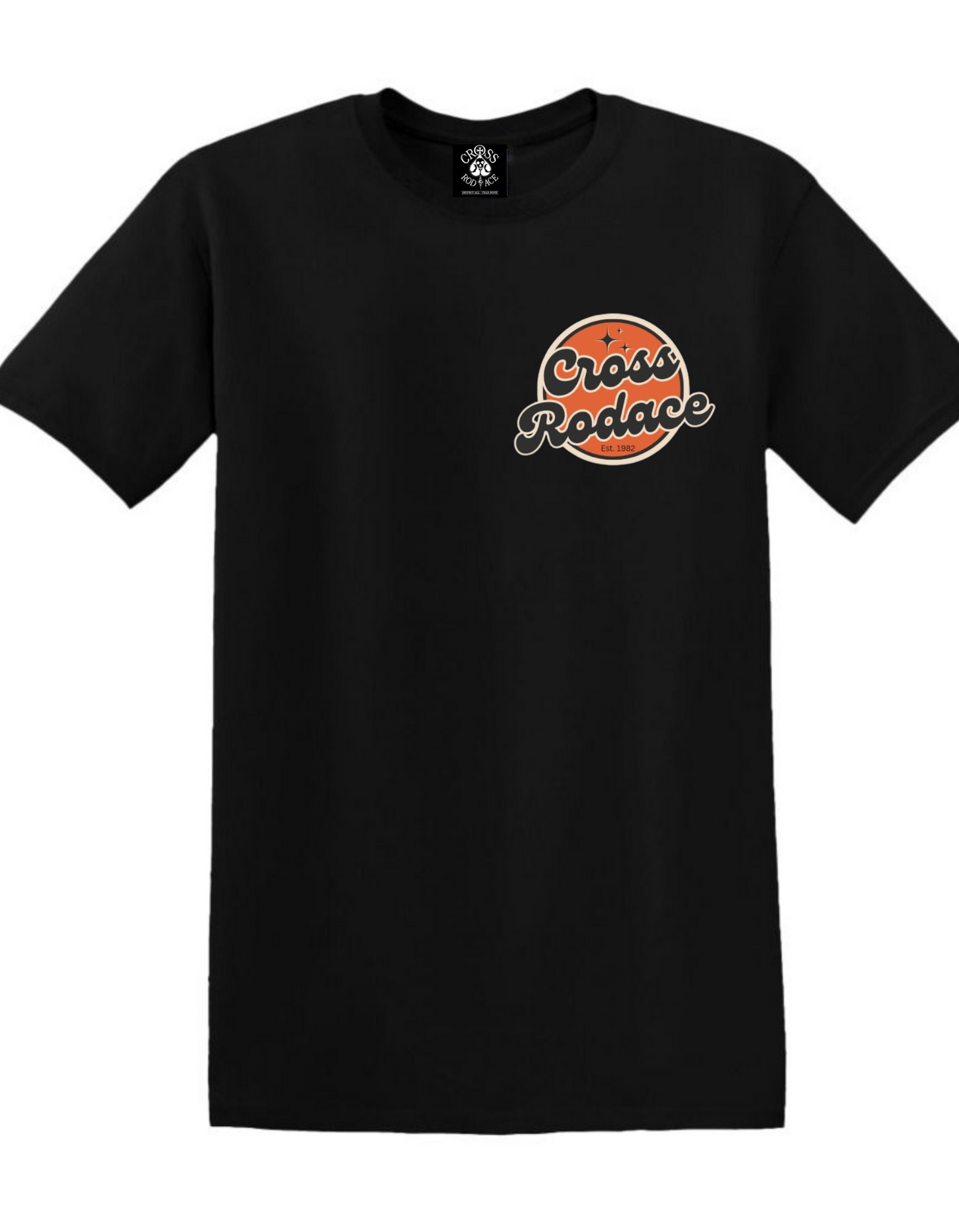 RETRO - Black Pocked T-shirt - Cross Rodace Orange