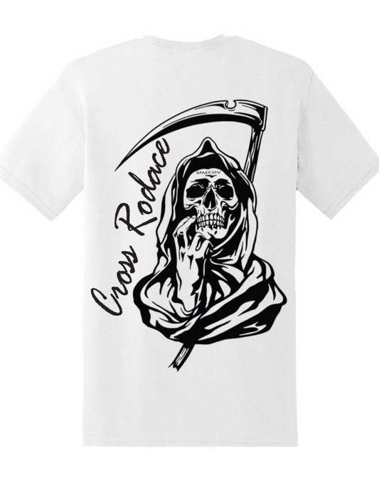 THE REAPER Cross Rodace White T-shirt - Black Design