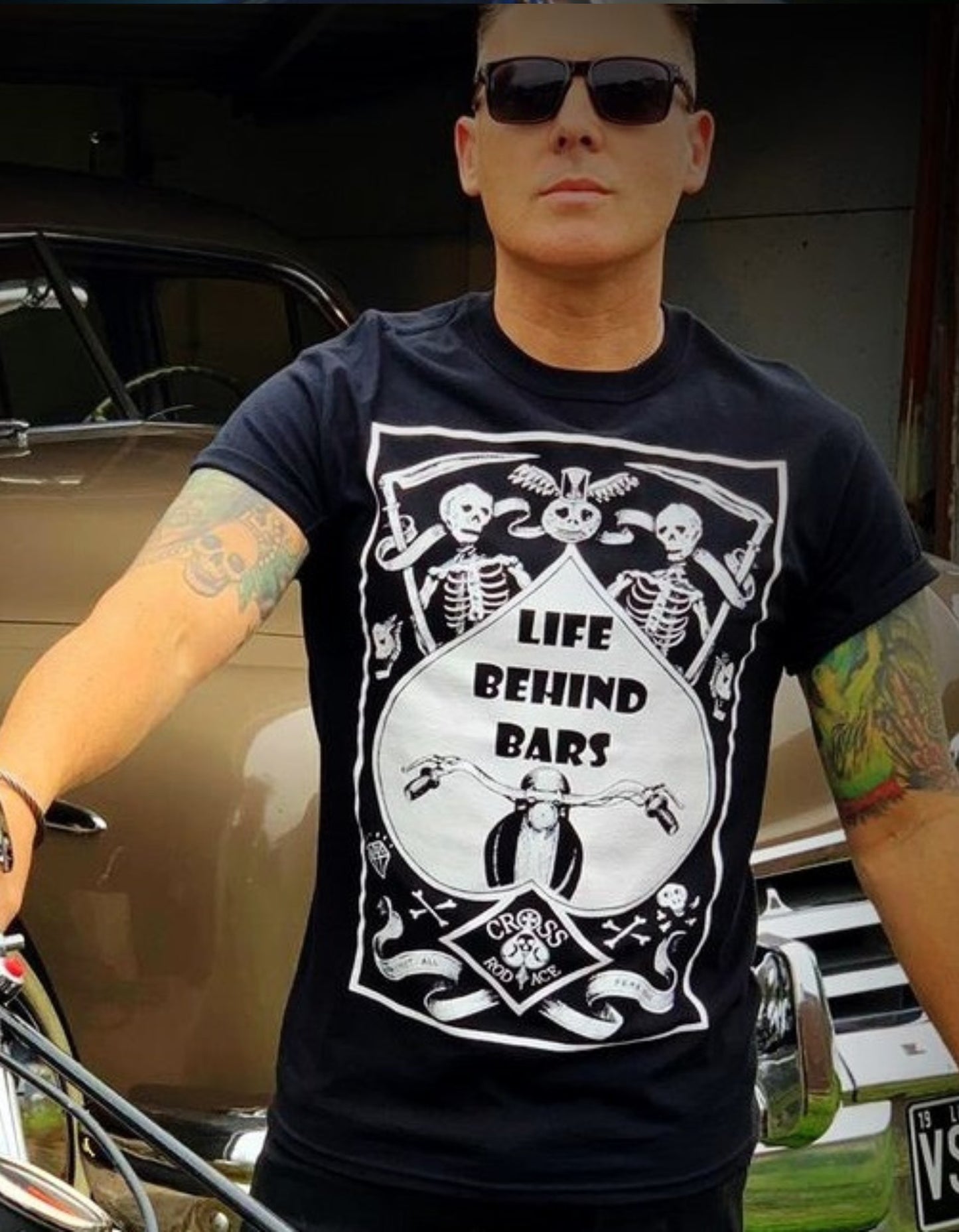 LIFE BEHIND BARS - T-shirt motard noir