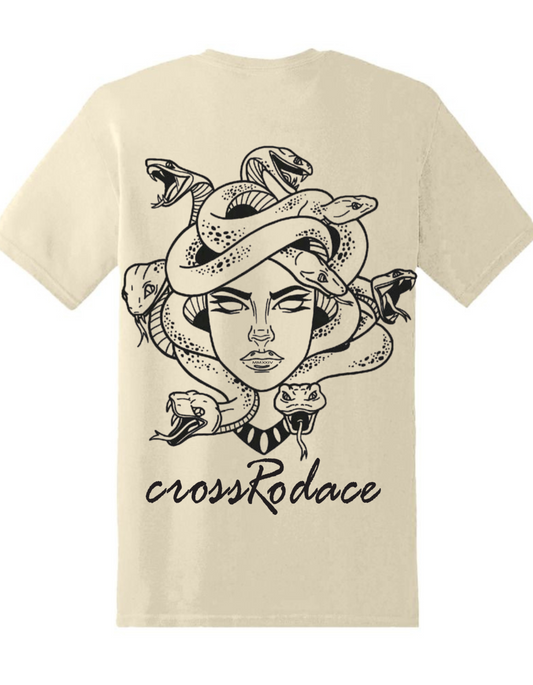 VENOM GODDESS Cross Rodace Sandy White T-shirt  - Black Design