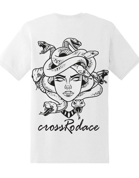 VENOM GODDESS Cross Rodace White T-shirt  - Black Design