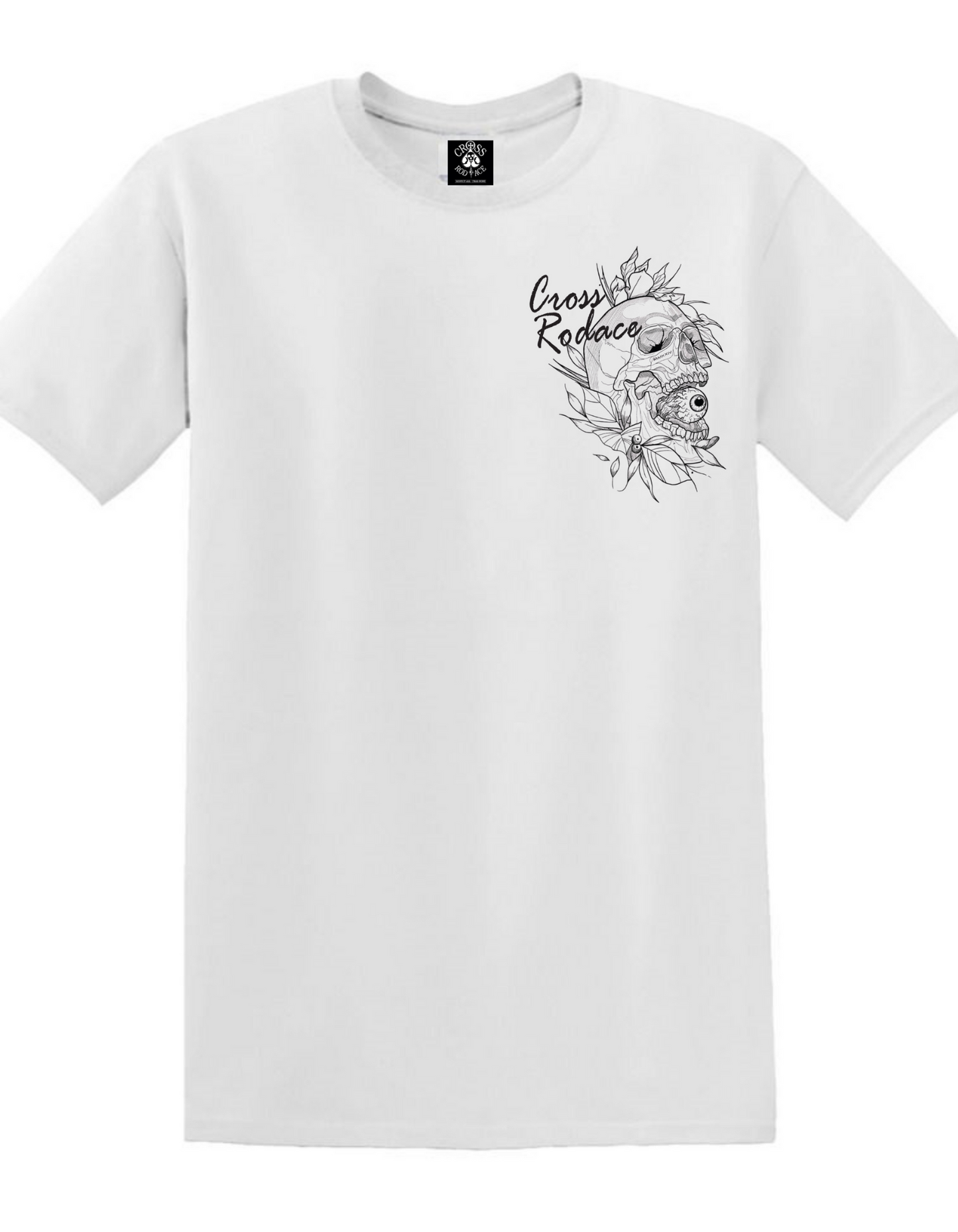 CRANEO SKULL - Cross Rodace White T-shirt - Black Pocket Design