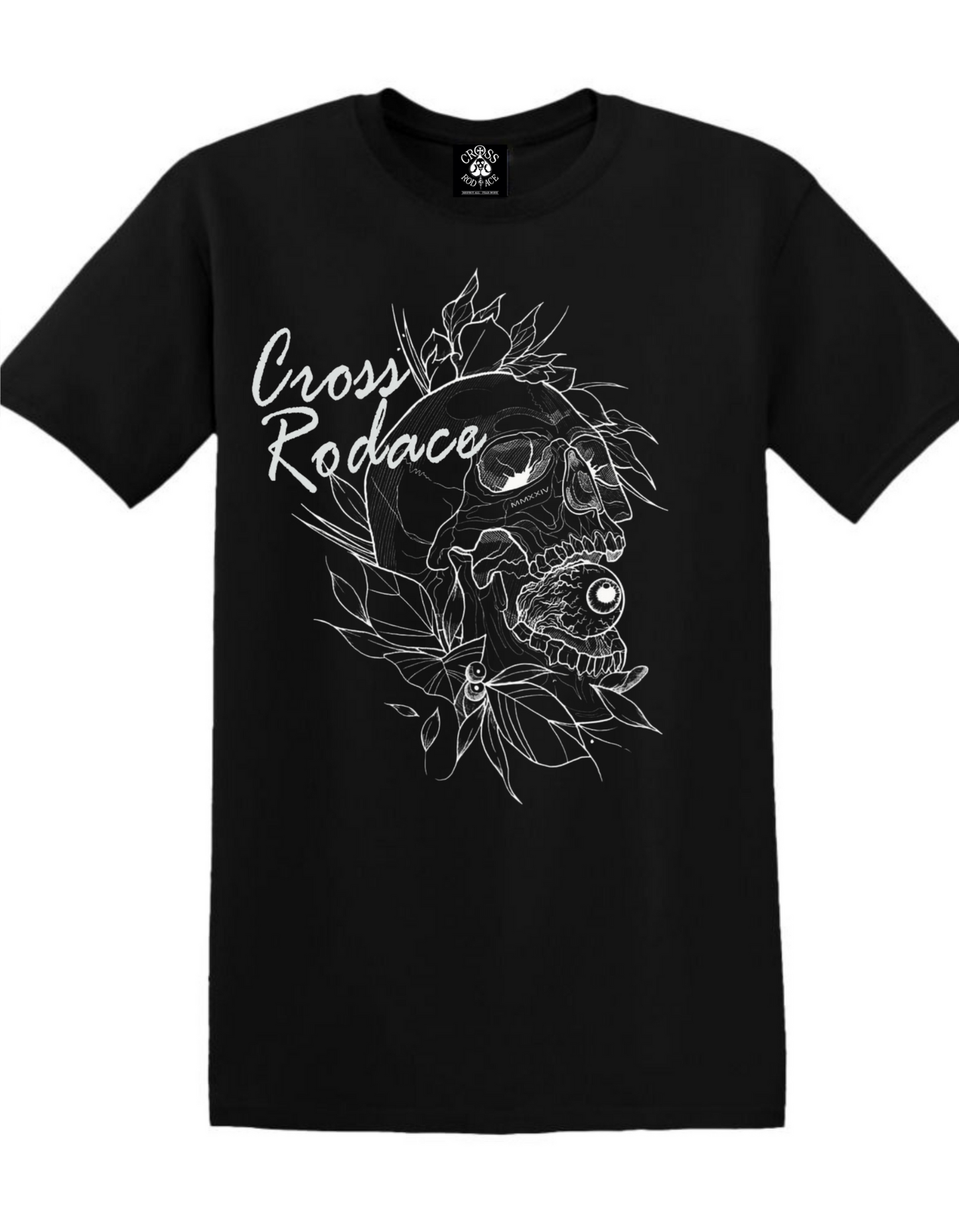 CRANEO SKULL - Cross Rodace Black T-shirt - White Design