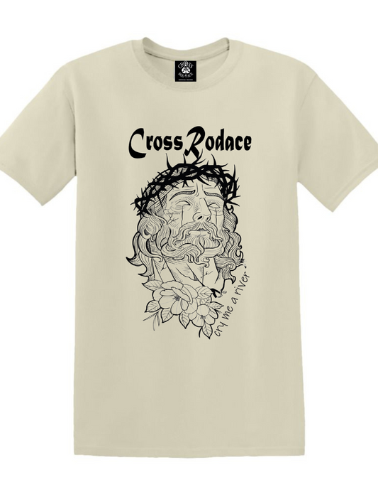 CRY ME A RIVER - Cross Rodace Sandy White T-shirt - Black Design