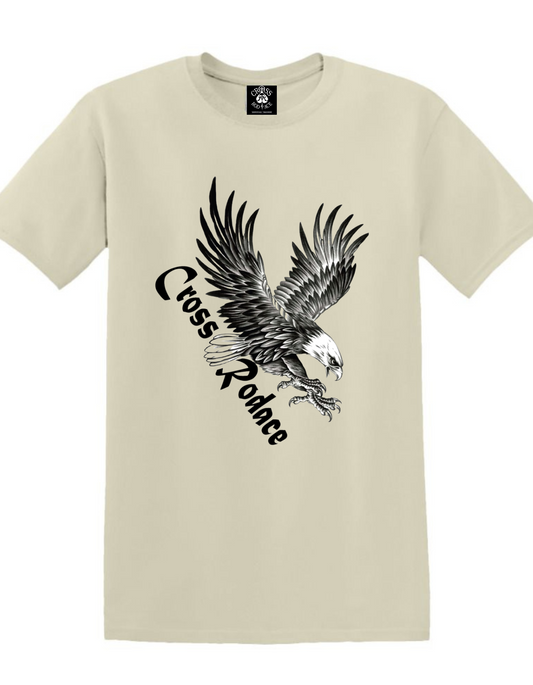 FREE SPIRIT  Cross Rodace Sandy White T-shirt - Black Design