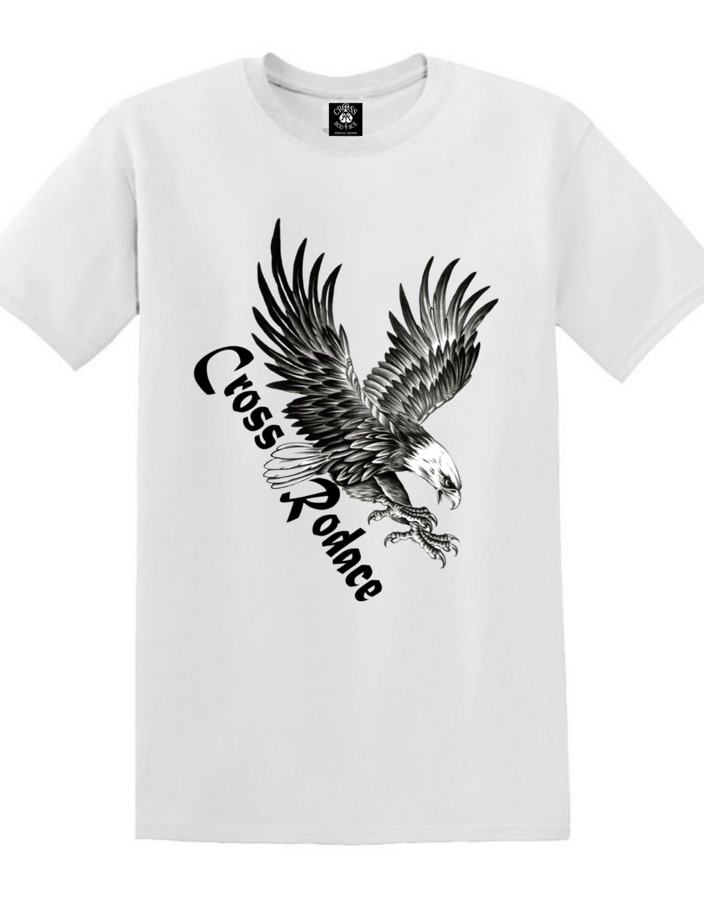 FREE SPIRIT  Cross Rodace White T-shirt - Black Design