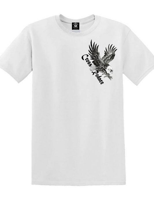 FREE SPIRIT  Cross Rodace White T-shirt - Black Pocket Design