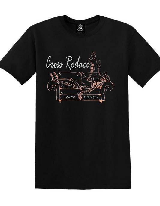 LAZY BONES Cross Rodace Black T-shirt - Peach Design