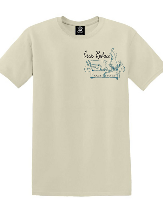 LAZY BONES Cross Rodace Sandy White T-shirt - Blue Pocket Design