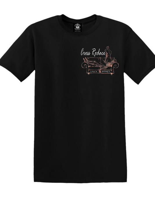 LAZY BONES Cross Rodace Black T-shirt - Peach Pocket Design