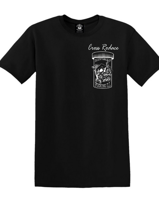 MENTALLY FUCKIN´ ILL Cross Rodace Black T-shirt - White Pocket Design