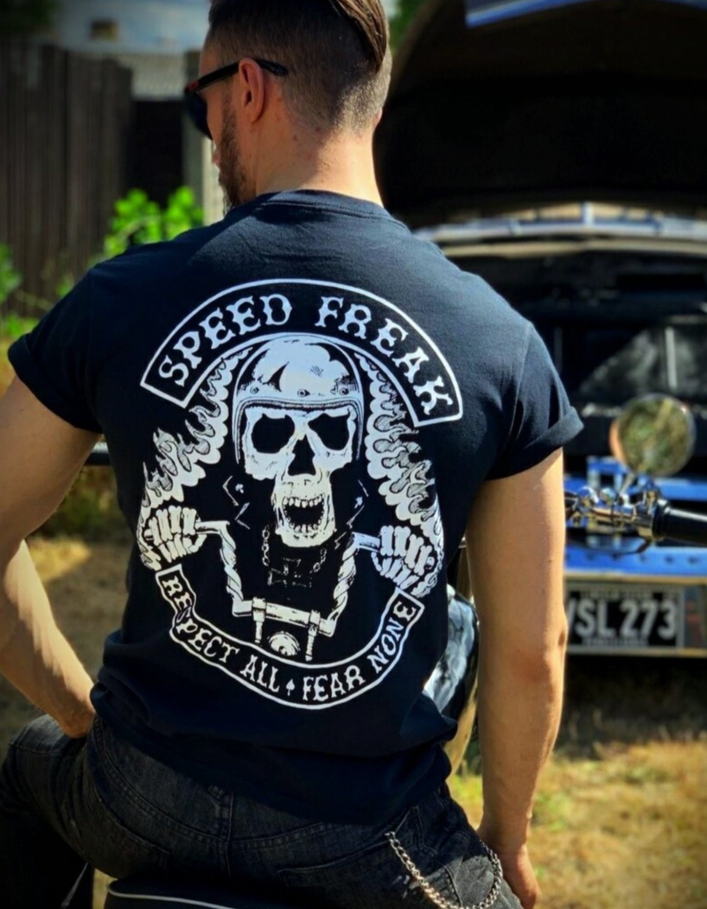 SPEED FREAK - T-shirt Biker Racer Noir