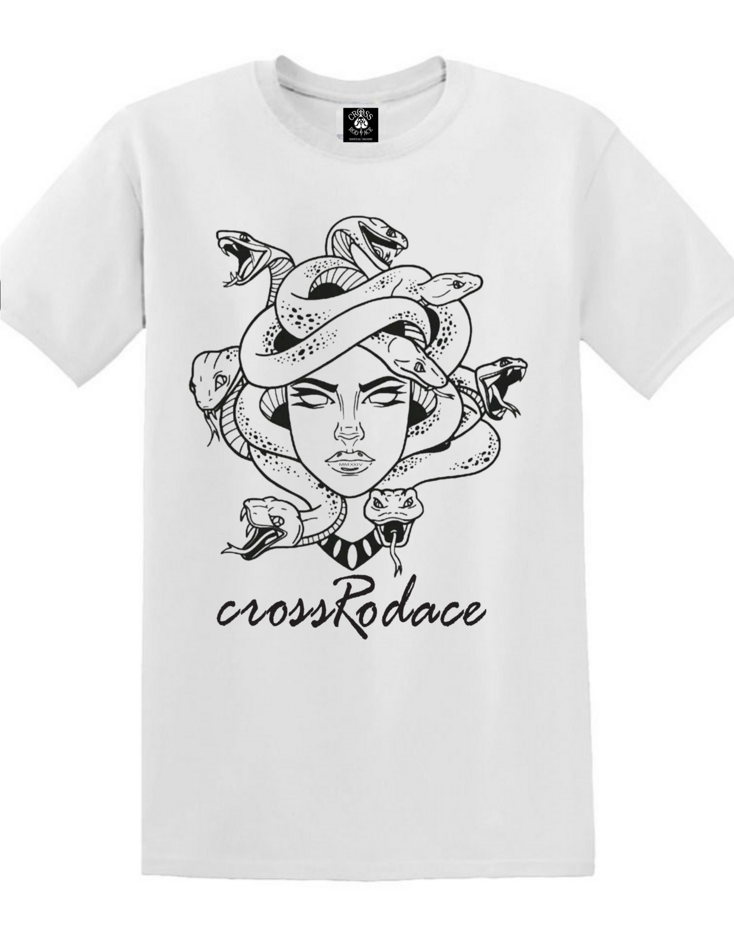 VENOM GODDESS Cross Rodace White T-shirt  - Black Design